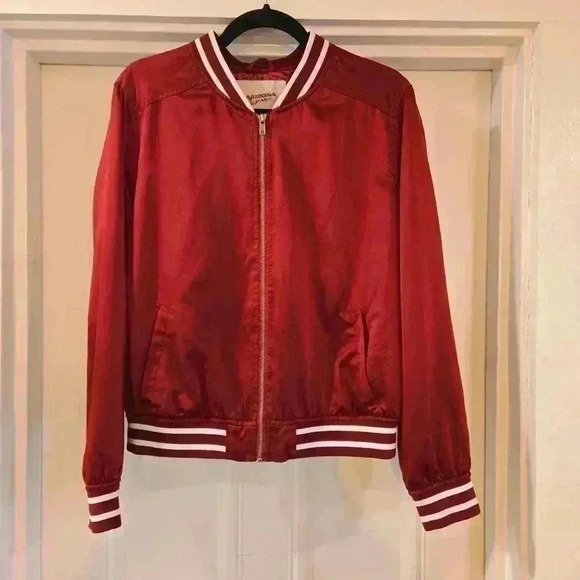 Arizona Jean Company Jackets & Blazers - Arizona Jean Company Womens Y2K 2000s Satin Bomber Jacket Maroon Size Large